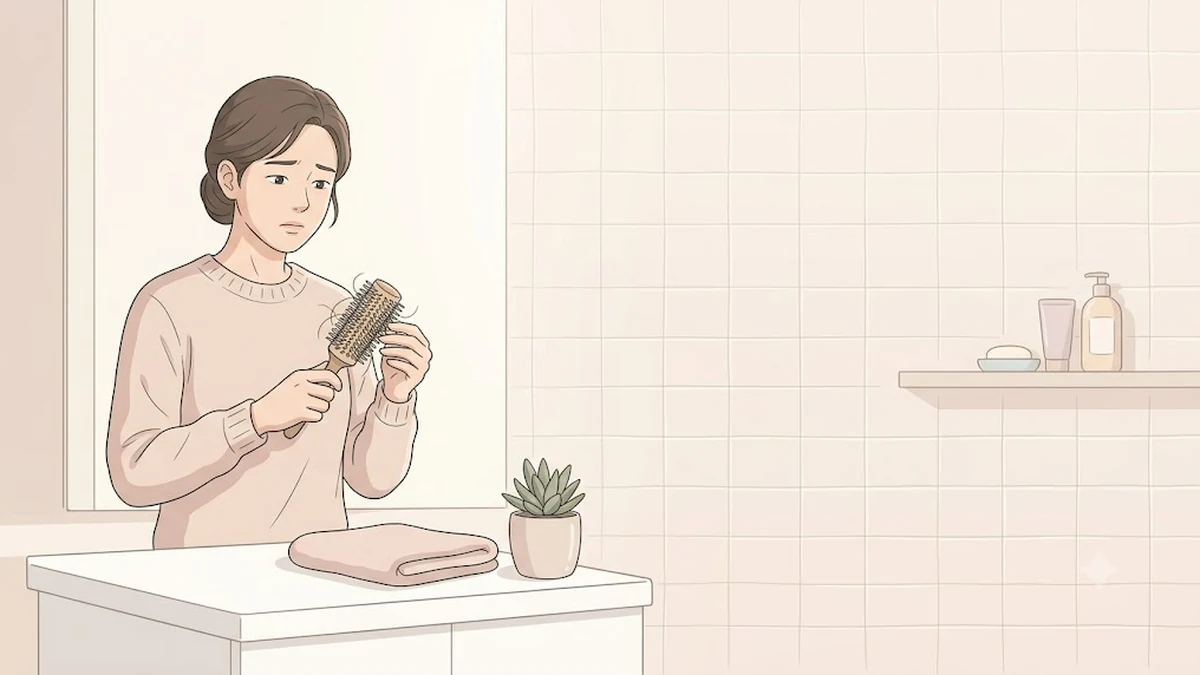 마운자로 탈모, 위고비 탈모, 다이어트 주사 머리빠짐, 빗을 보는 사람