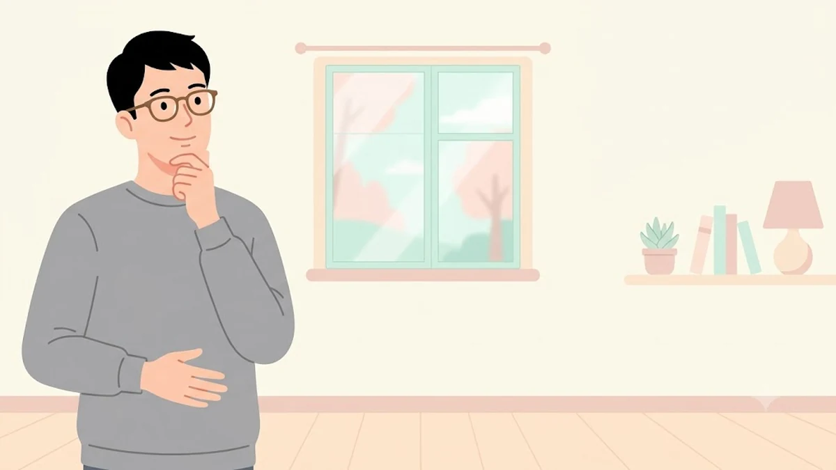 다이어트 주사 복통, 배를 짚고 진료 시점을 고민하는 장면