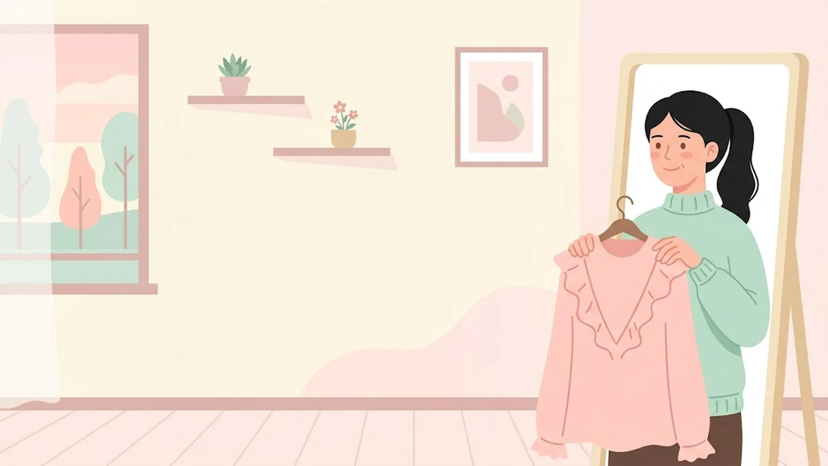 마운자로·위고비 감량 후 낯선 자기 모습, 옷가게 거울 앞에서 새 옷을 대보는 장면