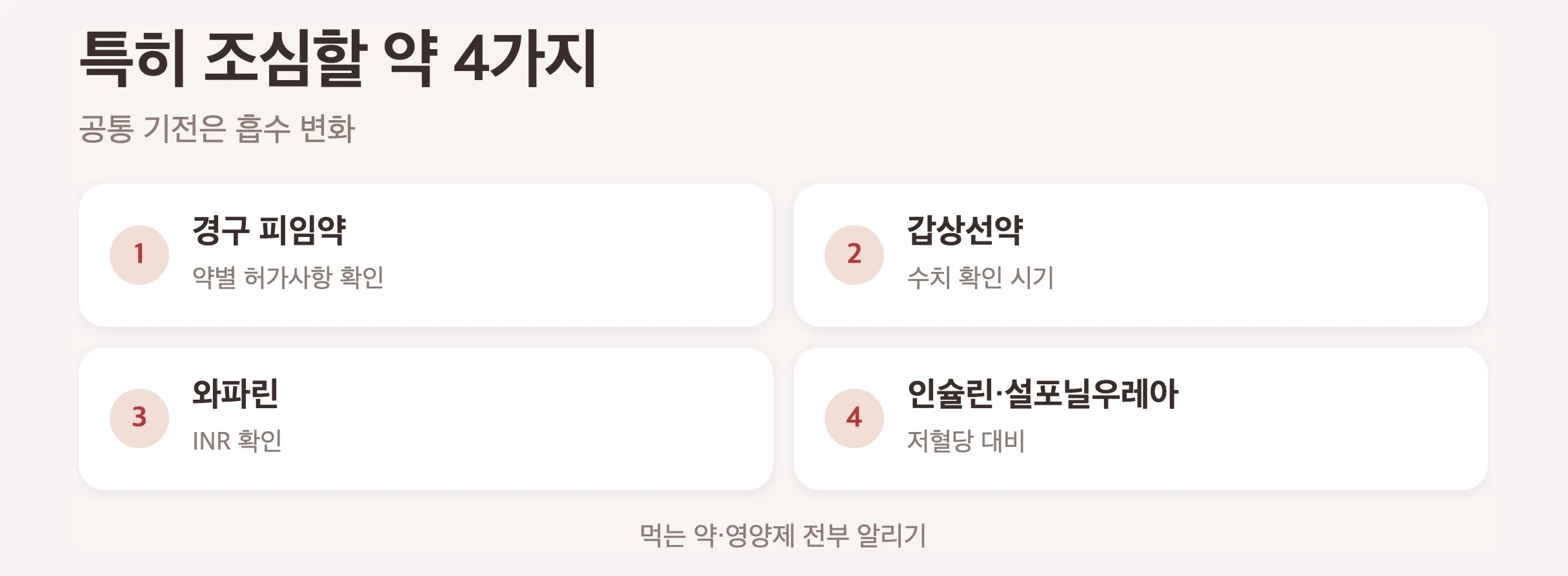 마운자로·위고비와 특히 조심할 약 4가지, 경구 피임약, 갑상선약, 와파린, 인슐린·설포닐우레아