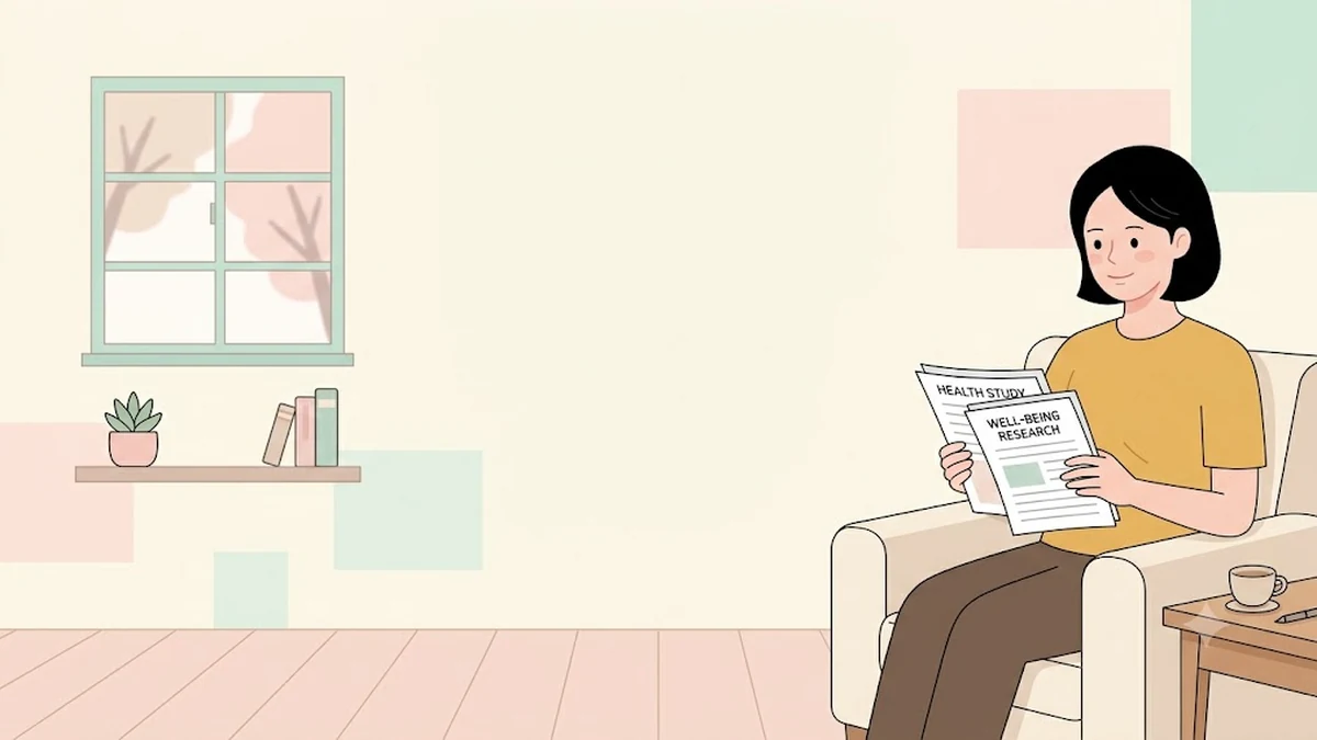 STEP 1 연구 브리핑, 서재에서 논문을 읽는 차분한 장면