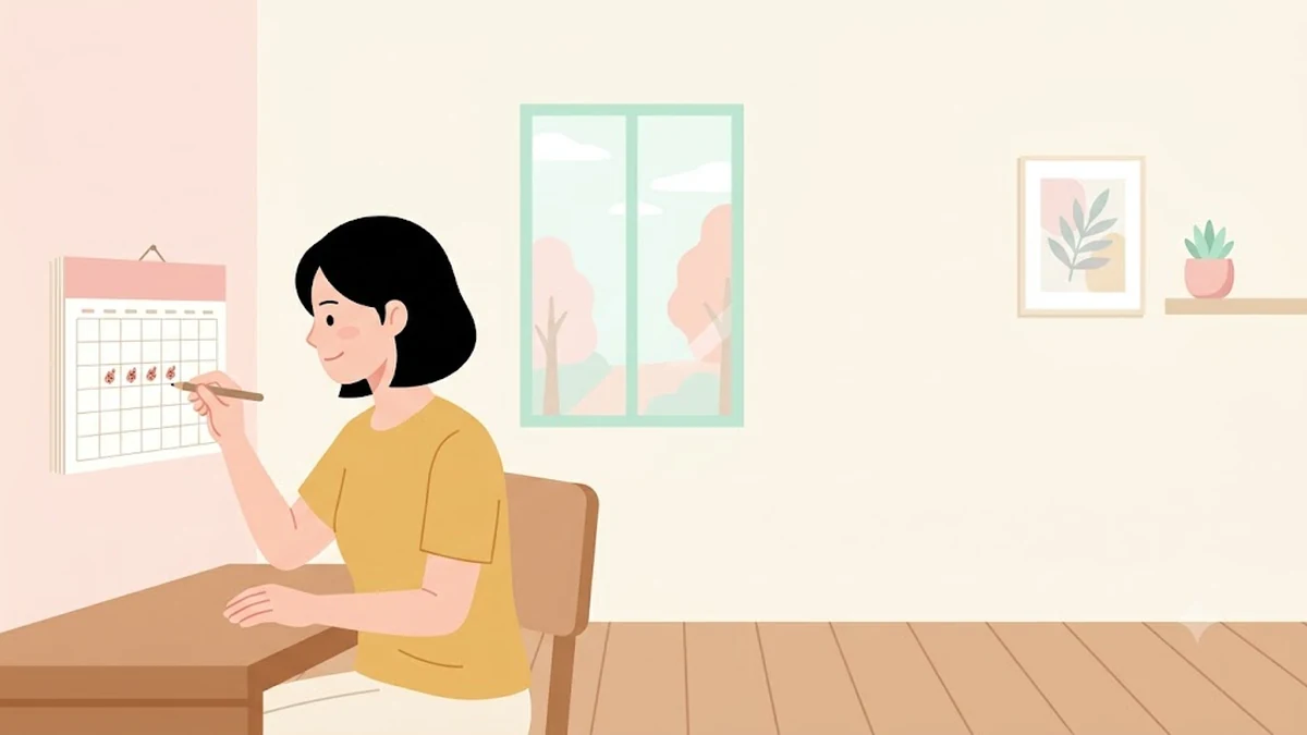 마운자로·위고비 쓰는 중 생리 변화, 침실에서 달력에 생리일을 표시하는 장면