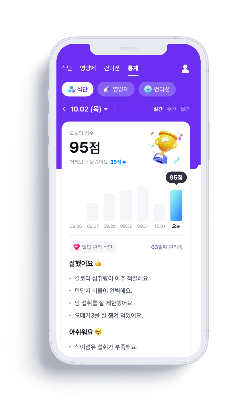 건강 통계 화면